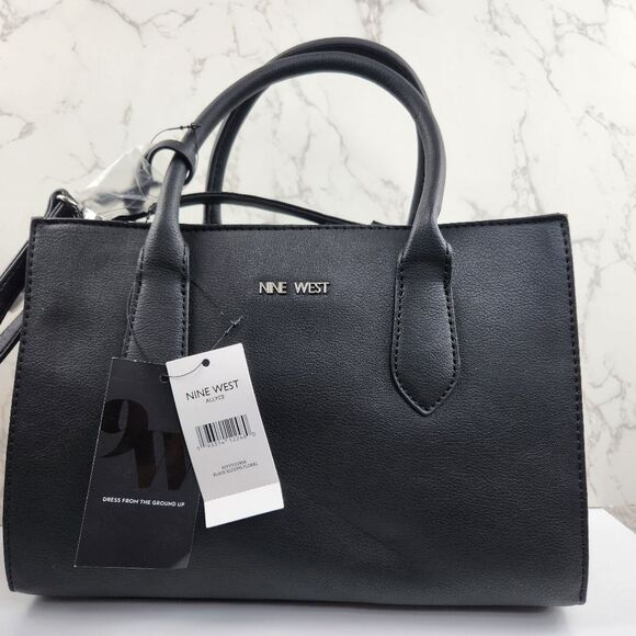 Nine West Handbags - NINE WEST | Black & floral satchel